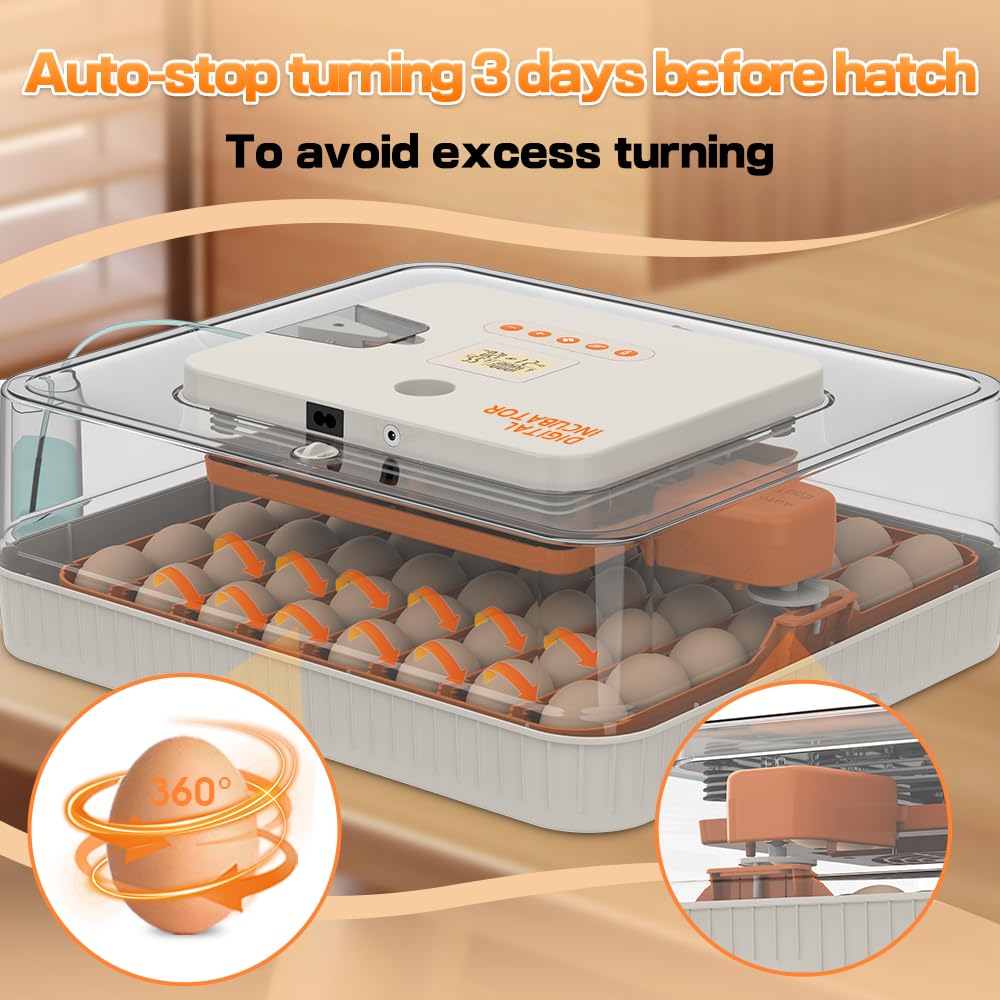 HOWOOlUA 56 Egg Incubator for Hatching Eggs with Auto Turn, Temp & Humidity Control, Built-in Candler Large Capacity Egg Incubator for Chicken Duck Goose Eggs