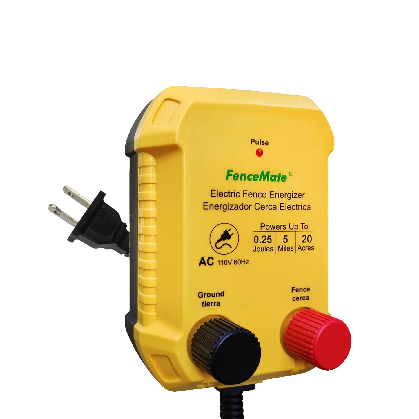 FenceMate AC Powered Electric Fence Charger Output 0.25J up to 5 Miles to Contain Small Pet, Poultry, Keep Rodent & Nuisance Animals Out, Used in Homestead, Garden, Pond, Fence Energizer up to 6 kV
