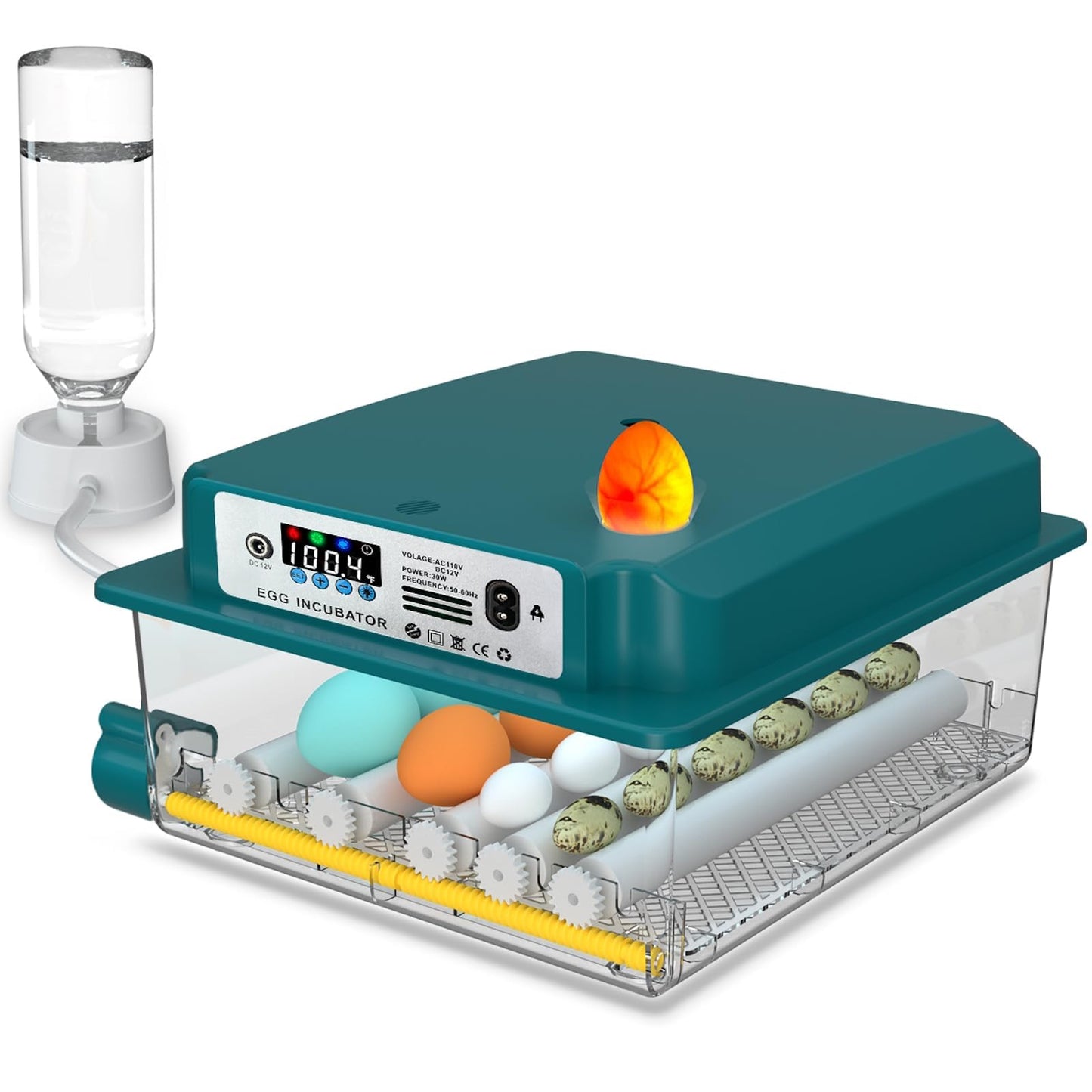 Hethya Egg Incubator, Egg Incubator with Automatic Egg Turning and Automatic Water Addition, 12-16 Eggs Incubator with Egg Candler, Incubator for Chicken Eggs Duck Eggs Quail Eggs