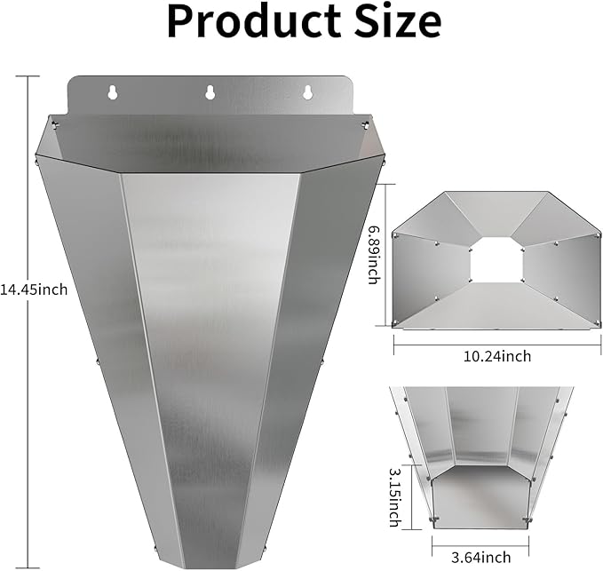 Medium Chicken Cone, Stainless Steel Poultry Restraining Cone with Safety Gloves, Flat Back Design, Chicken Processing Equipment for Laying Hens, Broilers, and Turkeys up to 8 lbs (1 Pack, Silver)