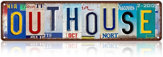 Vintage Outhouse Metal Tin Signs Street Signs Home Wall Decor 16 x 4 Inches