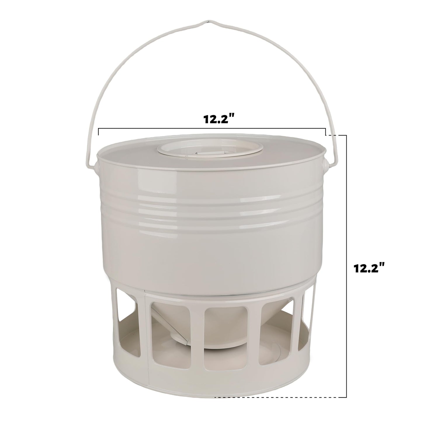 KOL Hanging Chicken Feeder – 20lbs Metal Chicken Feeder, Adjustable Poultry Feeder with 12 Ports, No Installation & Universal Height Design (Jade White)