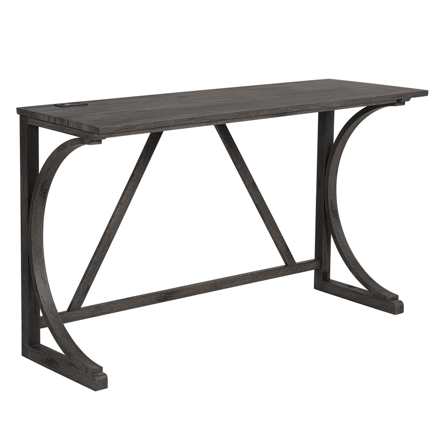 Ball & Cast 4 Piece Counter Height Bar Tables Stool Set, Farmhouse Wooden Kitchen Island-Table w/USB Ports & Power Outlet & 3pcs Padded Stools,59" Dining-Table with Chairs,Charging Station, Dark Gray