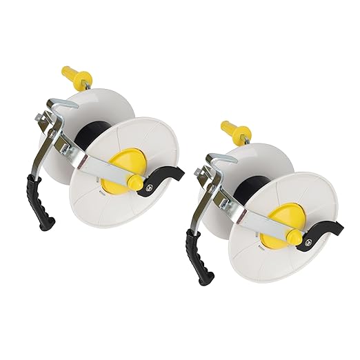 Electric Fence Reel 3:1 Geared Electric Fencing Standard Reels with Crank Geared Polywire Reel Stabilizer 2 Pack