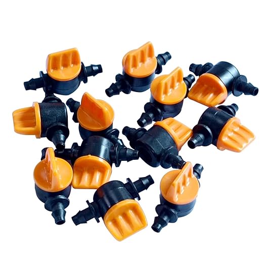 1/4“ Drip Irrigation Shut-Off Switch Valve, Plastic Universal Ball Valve for Drip Irrigation and Tubing Coupling (Black-Pack of 12)