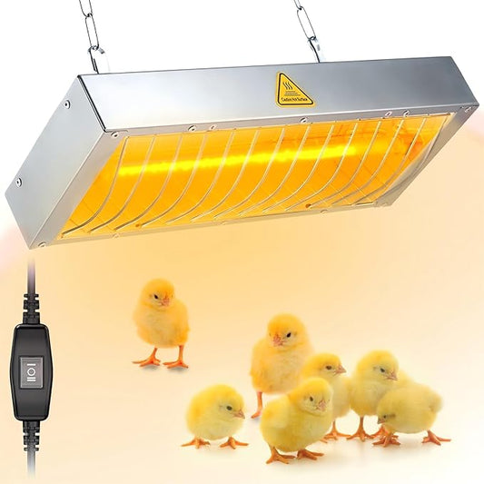 Large Chicken Coop Heater Lamp, 600W Brooder Heat Lamp for Chickens, Adjustable Temp and Height, No Assembly Heater for Chicks Pets Livestock, 1 Pack