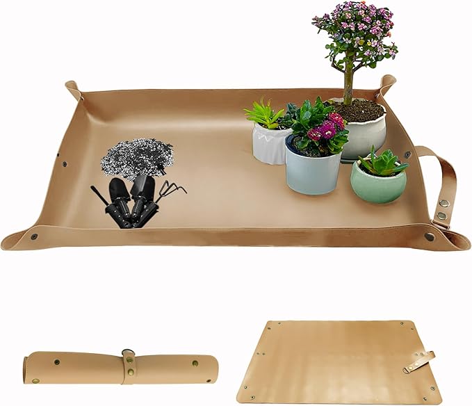 Leather Plant Repotting Mat Waterproof Transplanting Mat Indoor Succulent Potting Portable Gardening Mat, 30