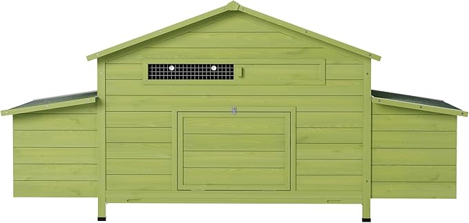 67.7" Large Wooden Chicken Coop for 4-6 Chickens,Outdoor Hen House Poultry Pet Hutch Cage with 2 Free-Range Doors,2 Side Nesting Boxes and Sliding Tray,Green