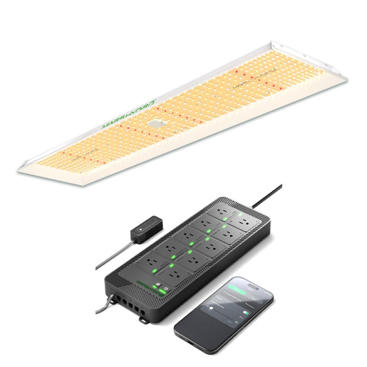 MARS HYDRO 2025 TSL2000 300Watt LED Grow Light and iHub-Pro Smart 10AC Power Strip Kit 10-Outlet All-in-One Grow Room Hub