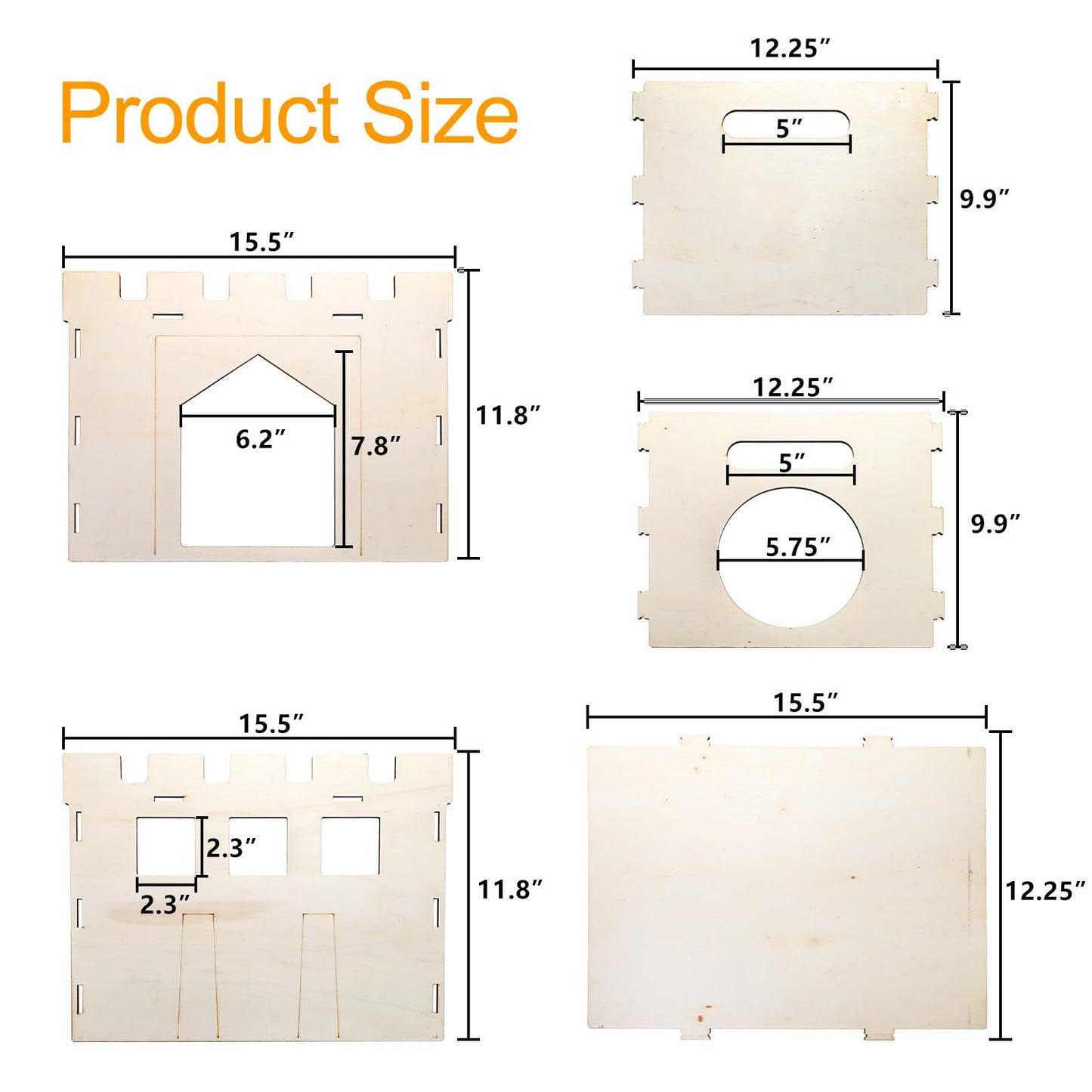 Yesland Rabbit Hideout Castle, Wooden Bunny Houses and Hideouts, Detachable Small Animal Play Hideaway Hut and Playhouse for Indoor Bunnies Guinea Pig Hamster Chinchilla Gerbil