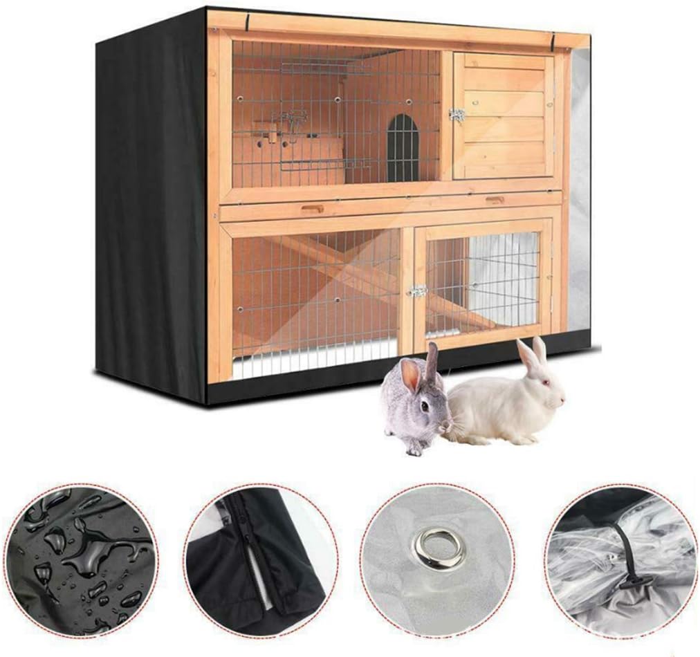 FLR 48" L x 20" D x 41" H Rabbit Hutch Cover 4 FT Double Decker Hutch Dust Cover Waterproof Windproof Rabbit Cage Covers