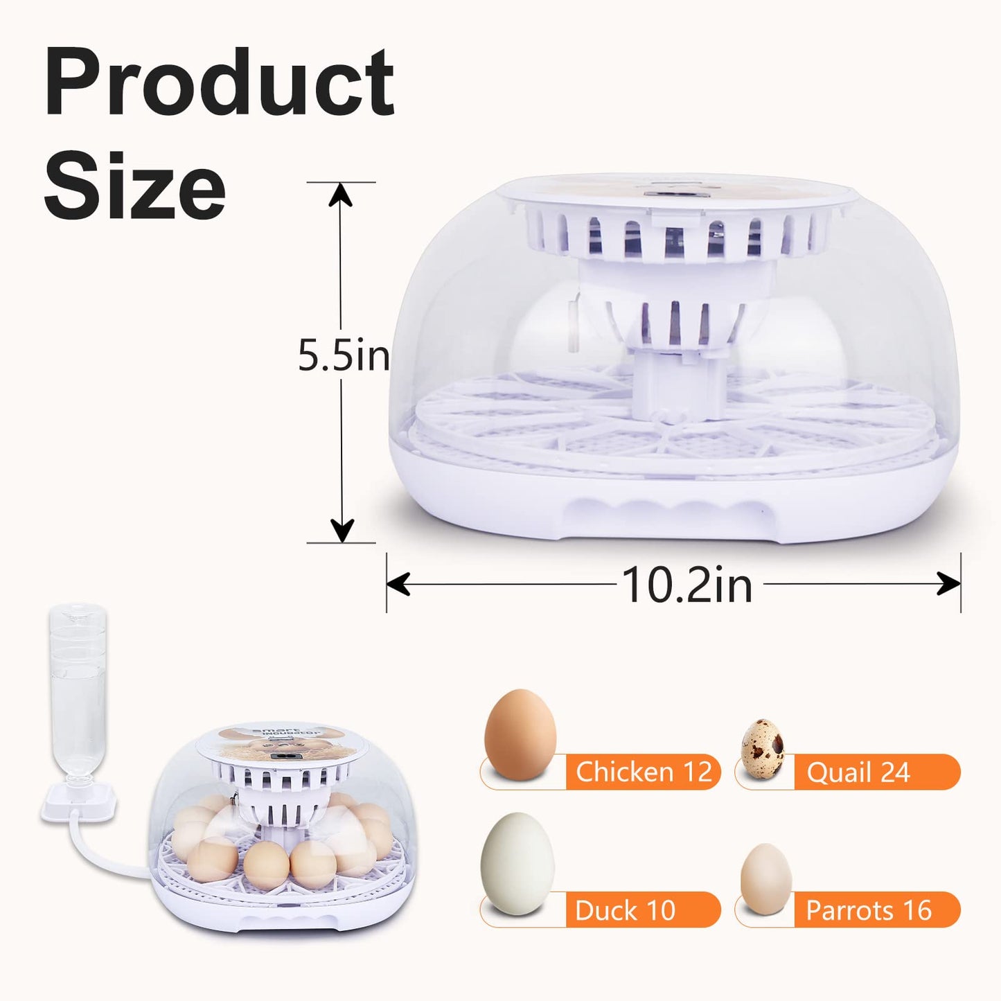 NORJIN Egg Incubator, 12 Eggs Incubator for Hatching Eggs, Digital Incubator Chicken Egg Incubator with Automatic Egg Turning and Water Adding for Hatching Chickens Birds Ducks