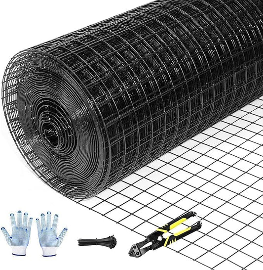Tongmo 60" x 100' Black Hardware Cloth, 1inch Mesh Chicken Wire Fence, 19 Gauge Vinyl Coated Wire and Welded Wire Roll,Garden Fence, Poultry Netting for Rabbit/Duck/Chicken Coop