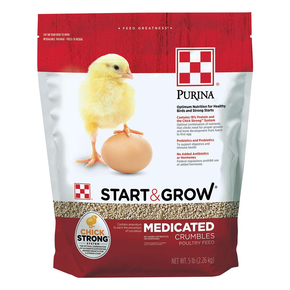 Purina Start & Grow | Nutritionally Complete Medicated Chick Feed Crumbles | 5 Pound (5 lb.) Bag