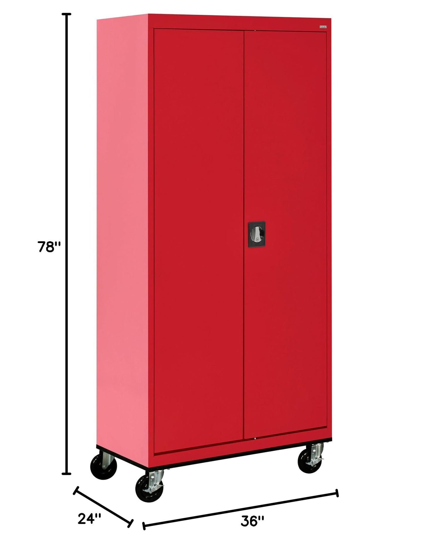 Sandusky Lee TA4R362472-01 Transport Series Mobile Storage Cabinet with Wheels, Adjustable Shelves, 230lb Capacity, 24" Depth x 36" Width x 78" Height, Red