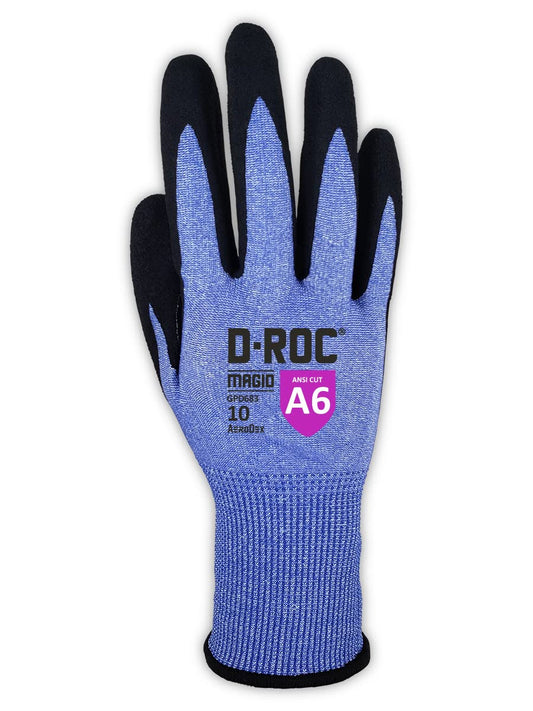 MAGID D-ROC AeroDex ANSI A6 VersaTek Grip Coated Work Glove, 36 Pairs, Size 8/Medium (GPD683)
