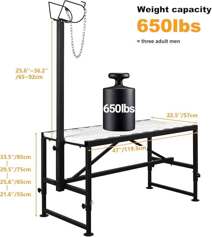 Goat Milking & Shearing Stand Bundle—47" × 22.5" Polymer Platform, 650 lbs Capacity + Matching 47" × 22.5" Non-Slip Ramp & Adjustable Riser, Easy-Clean, Fits Goats & Sheep