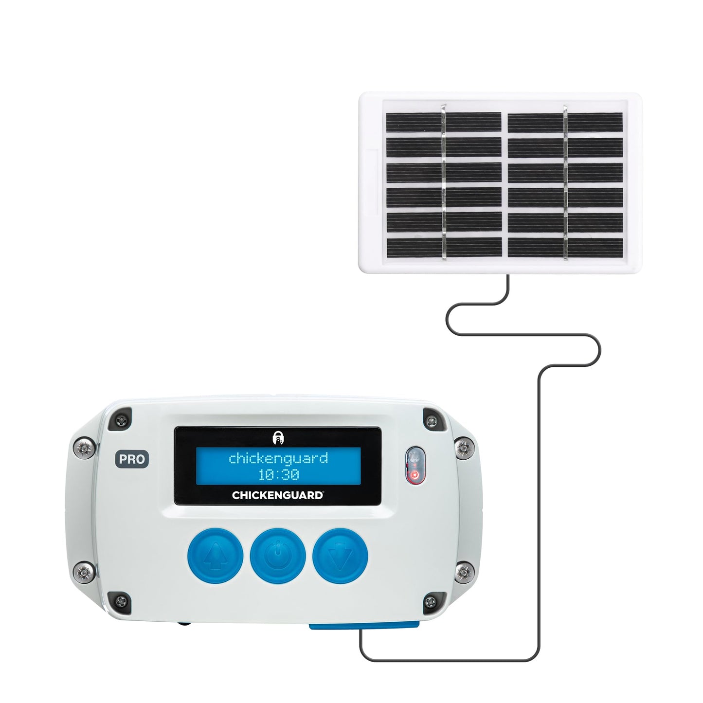 ChickenGuard Automatic Chicken Coop Door Opener, Power by Solar/Batteries/Electric. Strong Motor Lifts 2kg; Timer/Light Sensing; Motor Units only or Combination Kits (PRO + Solar Kit)