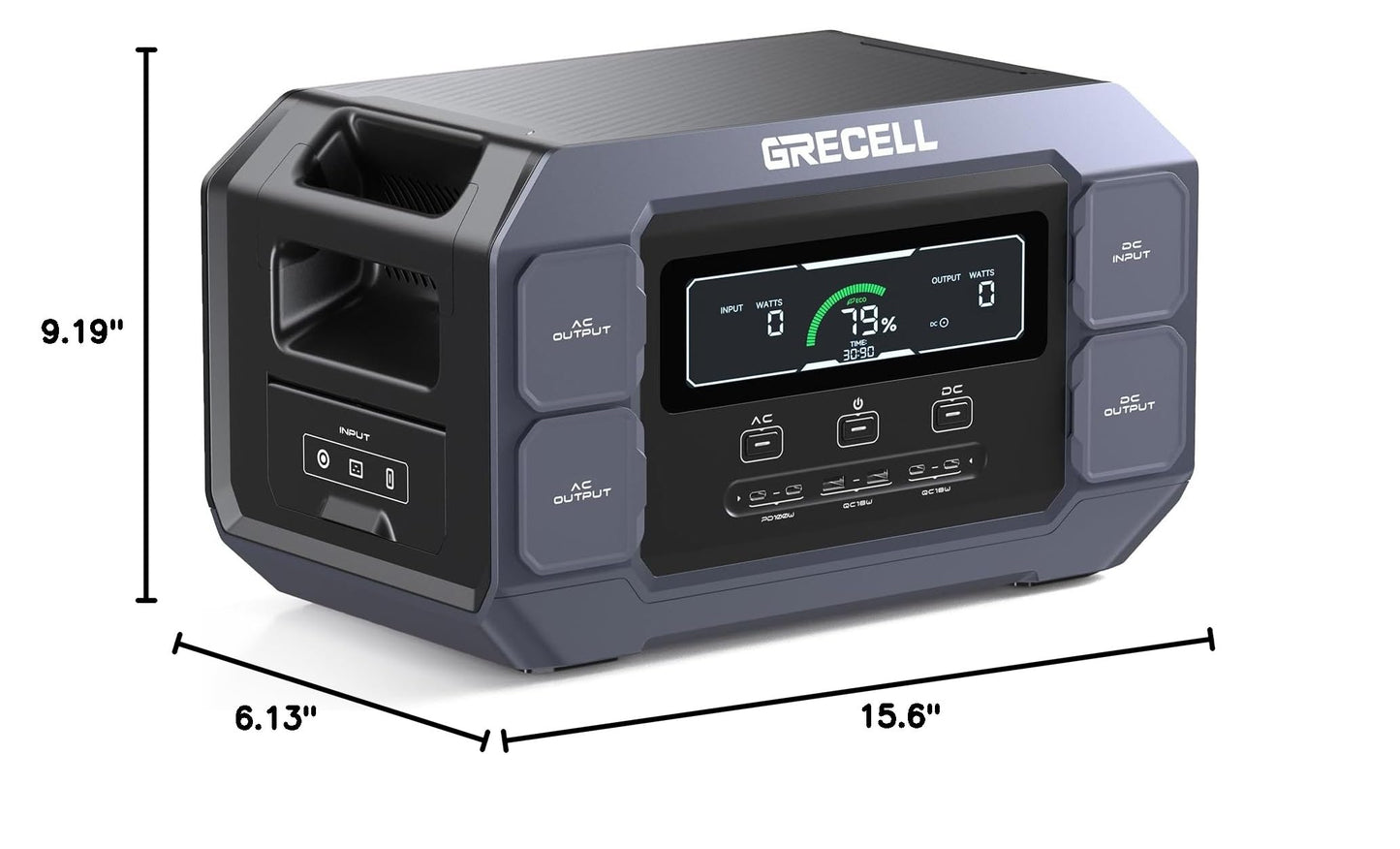 GRECELL Portable Power Station 2200W Solar Generator 1126Wh LiFePO4 Battery Pack with 1200W AC Charging & 800W Solar Charging, 1.25Hrs Fast Charging with 4×2200W(4800W Peak) AC Outlets for Home Travel