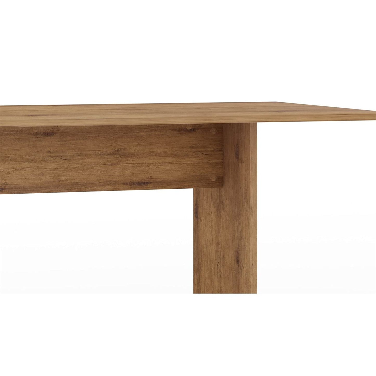 Manhattan Comfort Nomad 3 Piece Dining Set for 6 with Modern Kitchen Table and 2 Benches, Farmhouse Furniture with Rustic Wood Grain Finish, Pedestal Base, Easy Assembly, Dining Set, Nature