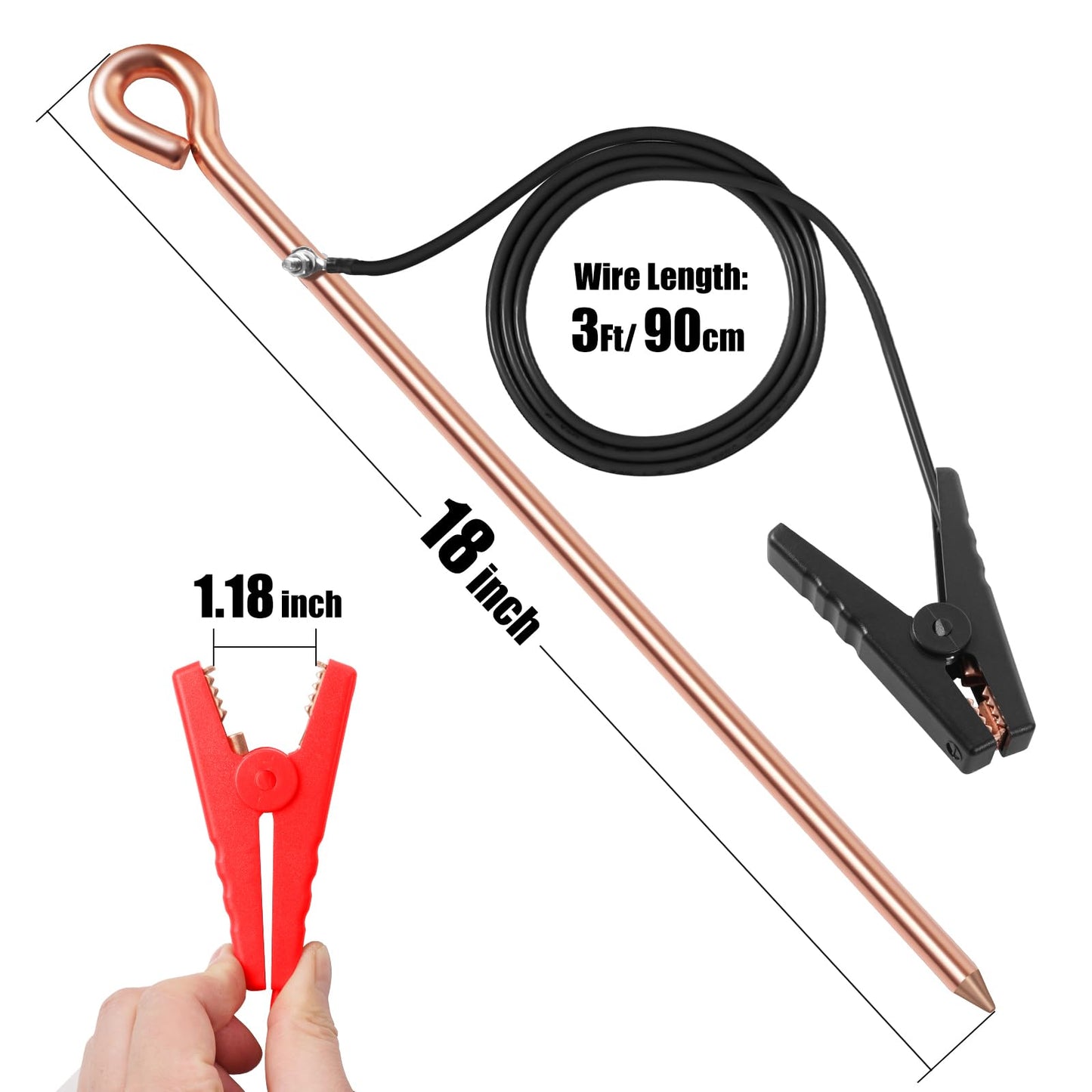 Makevivi Electric Fence Wire - Grounding Rod, Connect The Energizer and Electric Fence Charger Solar Powered, Solar Electric Fence Lead Wire with Alligator Clip, for Generator Electric Fence