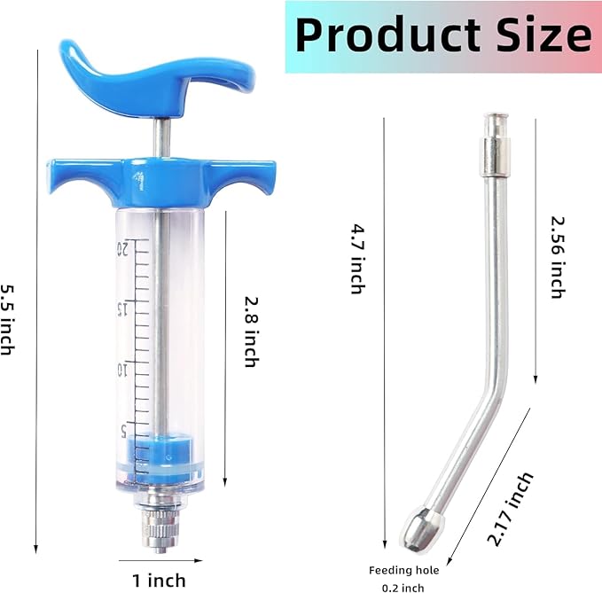 1 Pcs Goats Feed water filler, Drench Nozzle, Reusable, Adjustable Dosage, for Cattle, Sheep, Goats, Horse, Pig, Dog Supplies (Blue 20ml)