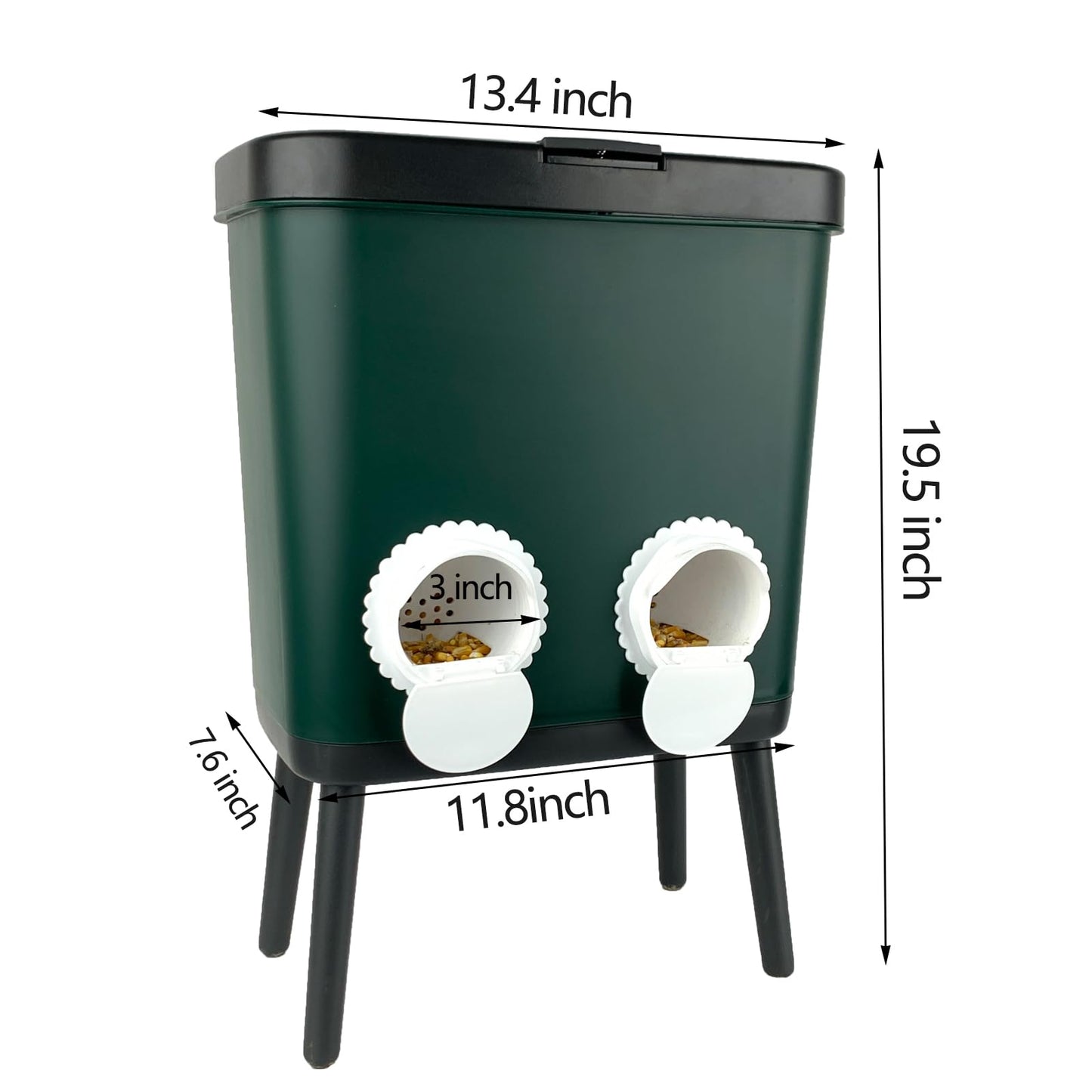 33 LB Automatic Chicken Feeder No Waste with 4 Pcs Port Large Capacity Free-Standing Poultry Food Feeder Outside and Indoor DIY Gravity Poultry Feeding Dispenser for Chicken Geese Quails and Turkeys
