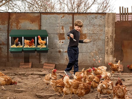 Outvita Chicken Nesting Box, 3 Compartments Chicken Laying Box, Hanging Nesting Box with Egg Saver, Perch Cover for Hen