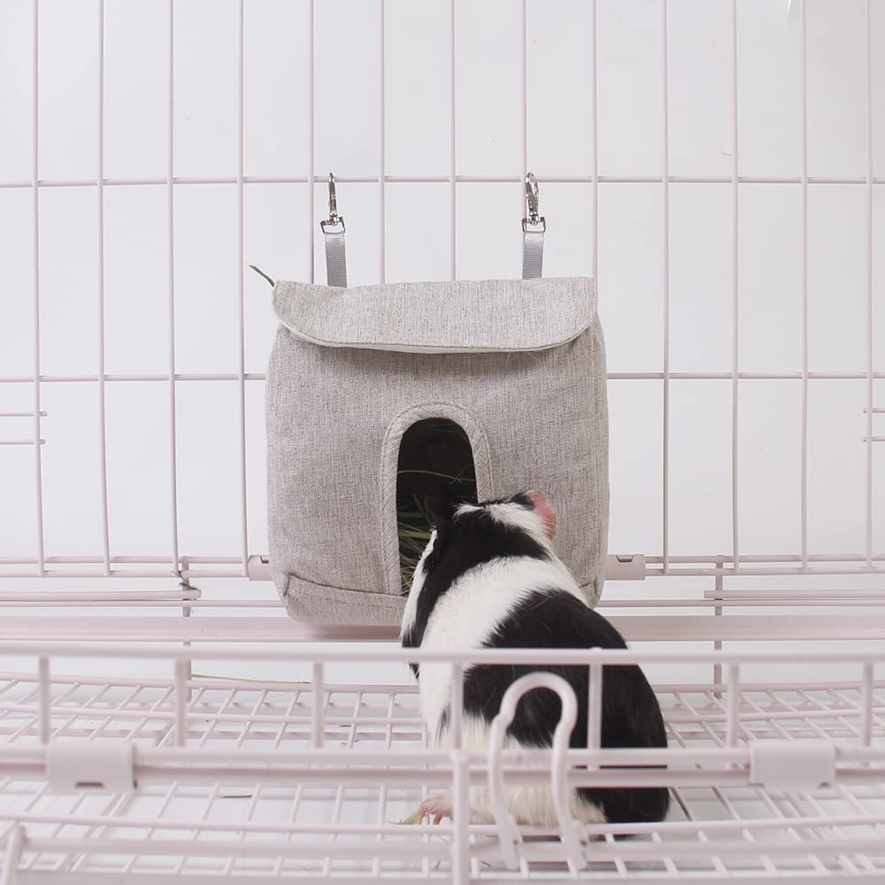 Rabbit Grey Sack Hay Bag Feeder Storage - Multipurpose for Chinchillas, Hamsters, Guinea Pigs & Small Animals