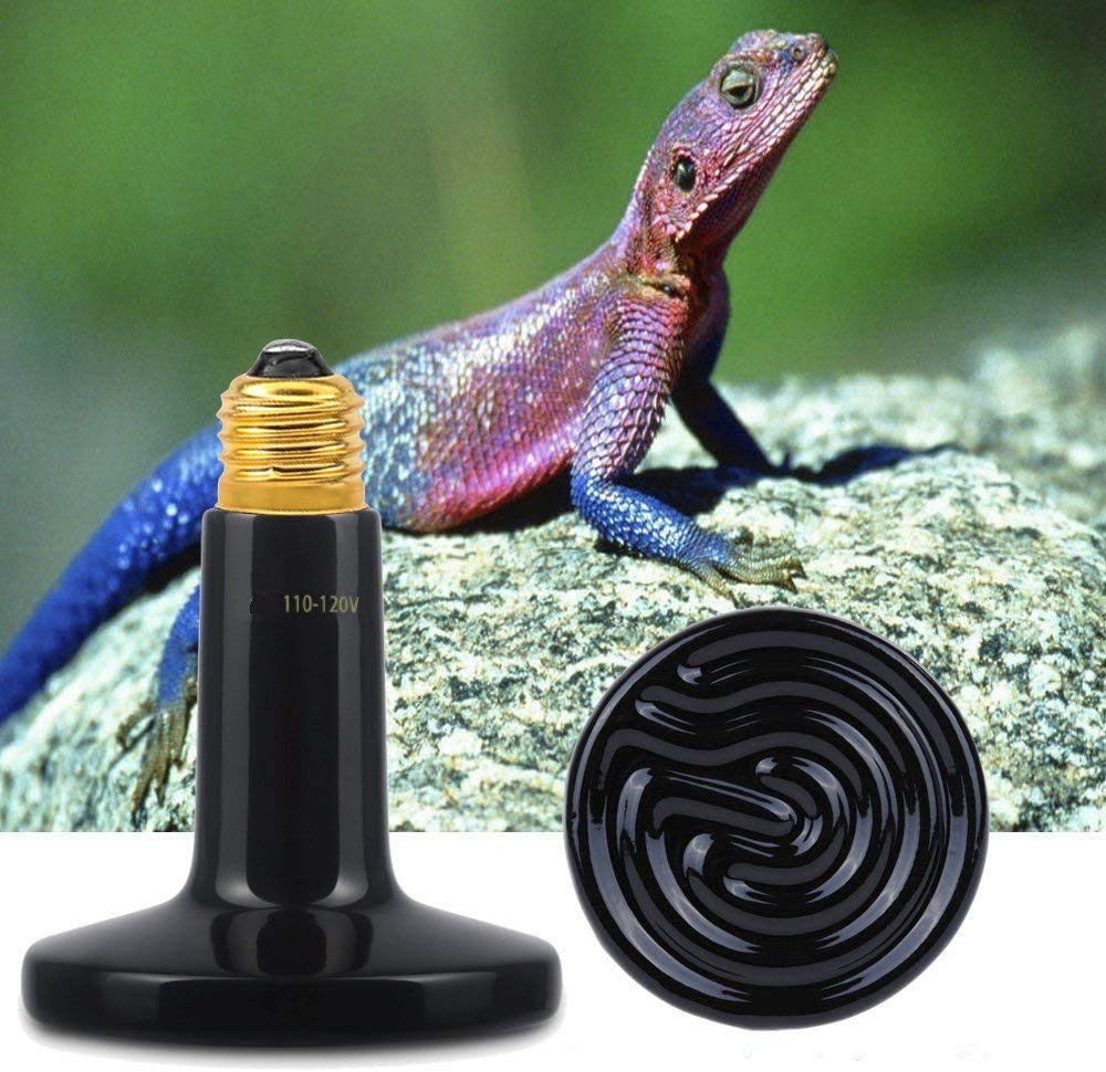 WUHOSTAM 2 Pack 100W Infrared Ceramic Heat Lamp, Black Reptile Heat Bulb No Light Emitter, Pet Heater for Aquarium and Terraium, Chicken Coop, Lizard, Turtle, Brooder, Snake, No Harm, ETL Listed