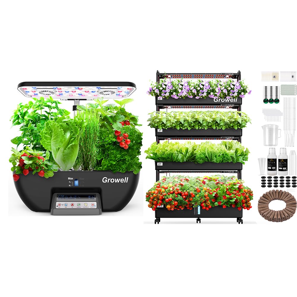 Growell 17 Pods Hydroponics Growing System & Large 120 Pods Vertical Garden