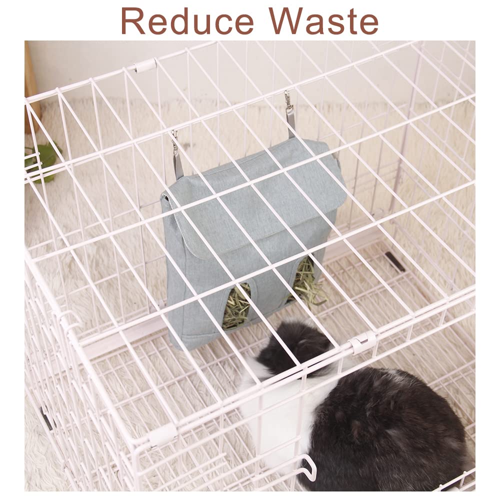 Rabbit Hay Feeder Bag, Guinea Pig Hay Feeder Storage,Sack Hay Bag Feeding Storage for Chinchilla Hamsters Rabbit Guinea Pig Small Animals (L, Blue)