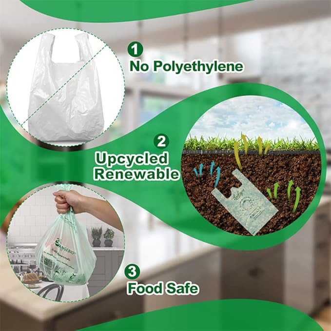 OrangeBio 33 Gallon Home Compostable Yard Waste Bags, 40 Count, 1.1 Mil, Lawn & Leaf Bags US BPI ASTM D6400 and OK Compost Home Certified