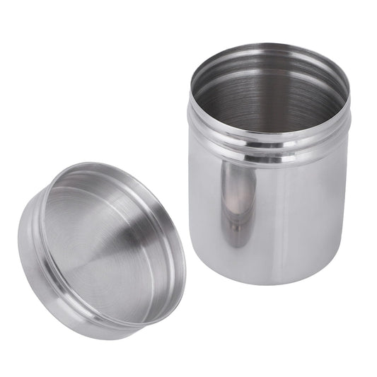 Cunyuer 304 Stainless Steel Sealed Food Storage Jar, 8.5 X 7 cm Portable Tea Coffee Beans Container, Stainless Steel Sealed Storage Jar Easy for Travel Outdoor and Camping