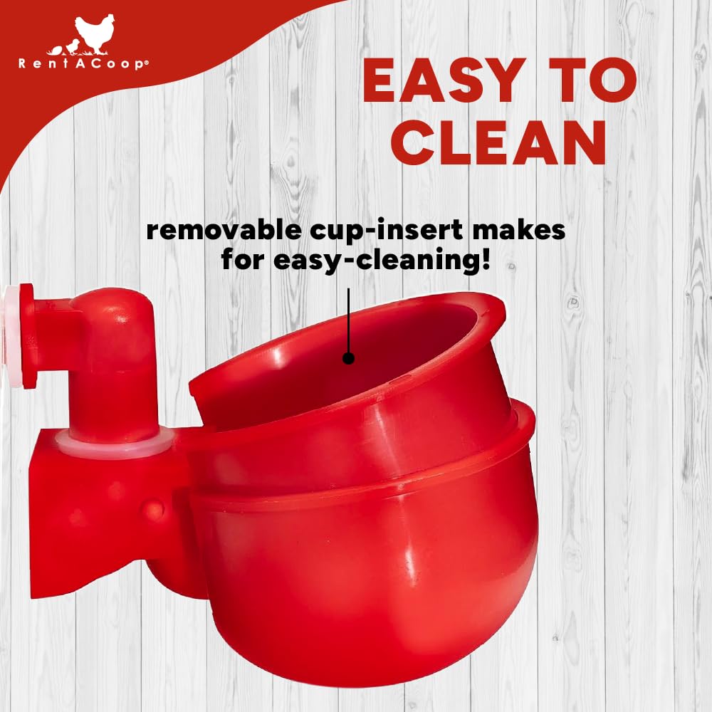 RentACoop 32oz(1L) Automatic Drinker - BPA-Free Waterer with Auto-Fill Cup - Suitable for Chicks, Quail, Pigeons, Doves, and Other Smaller Birds