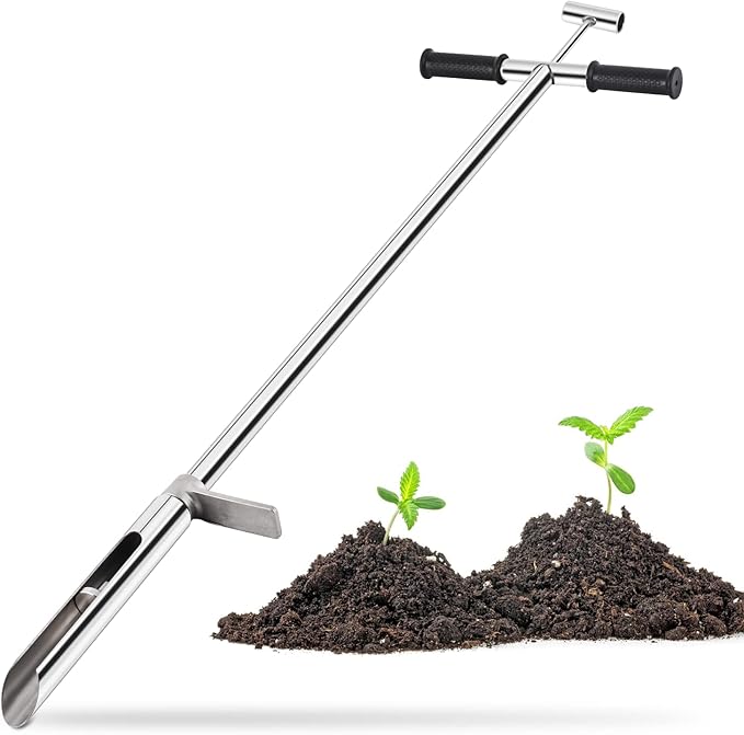 YJINGRUI Soil Probe 40 Inch, Soil Sampler Probe 304 Stainless Steel with Ejector and Foot Pedal, Soil Test Kits for Lawn Garden Farm Soil Sampling