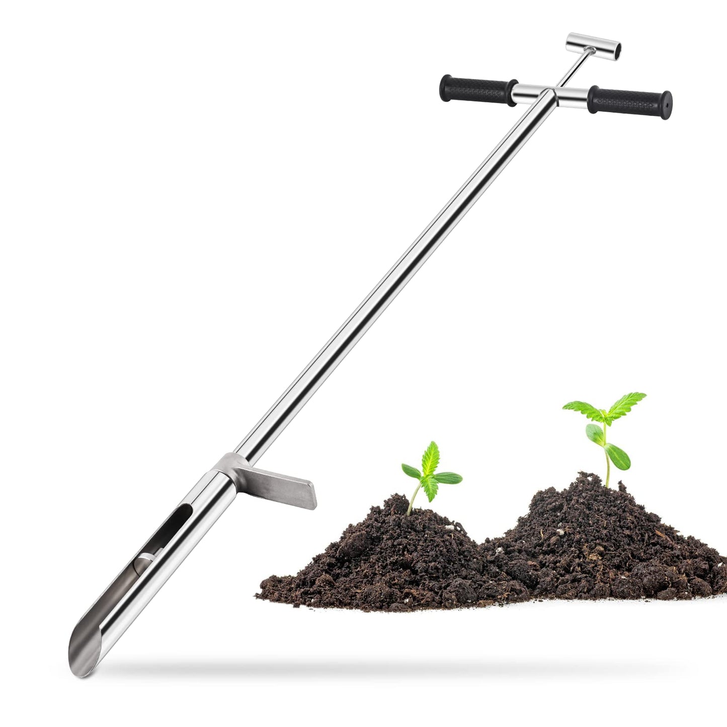 YJINGRUI Soil Probe 40 Inch, Soil Sampler Probe 304 Stainless Steel with Ejector and Foot Pedal, Soil Test Kits for Lawn Garden Farm Soil Sampling