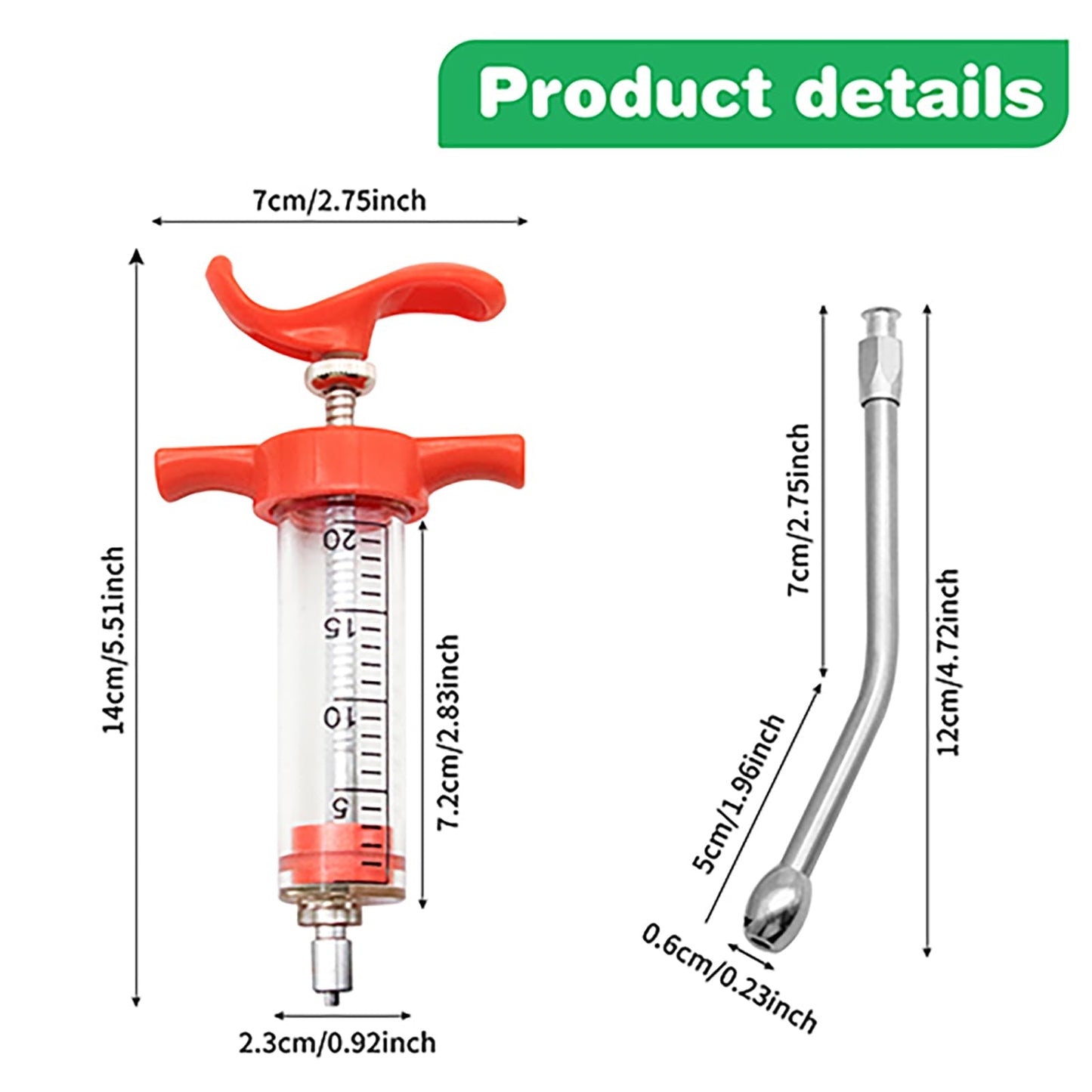 2 Pieces Goat Syringe with 4 Drench Nozzle Adjustable Dosage ,Reusable Drench Syringe for Sheep ,Dog,Goat,Pig, Cat Feeding Supplies(20ML)