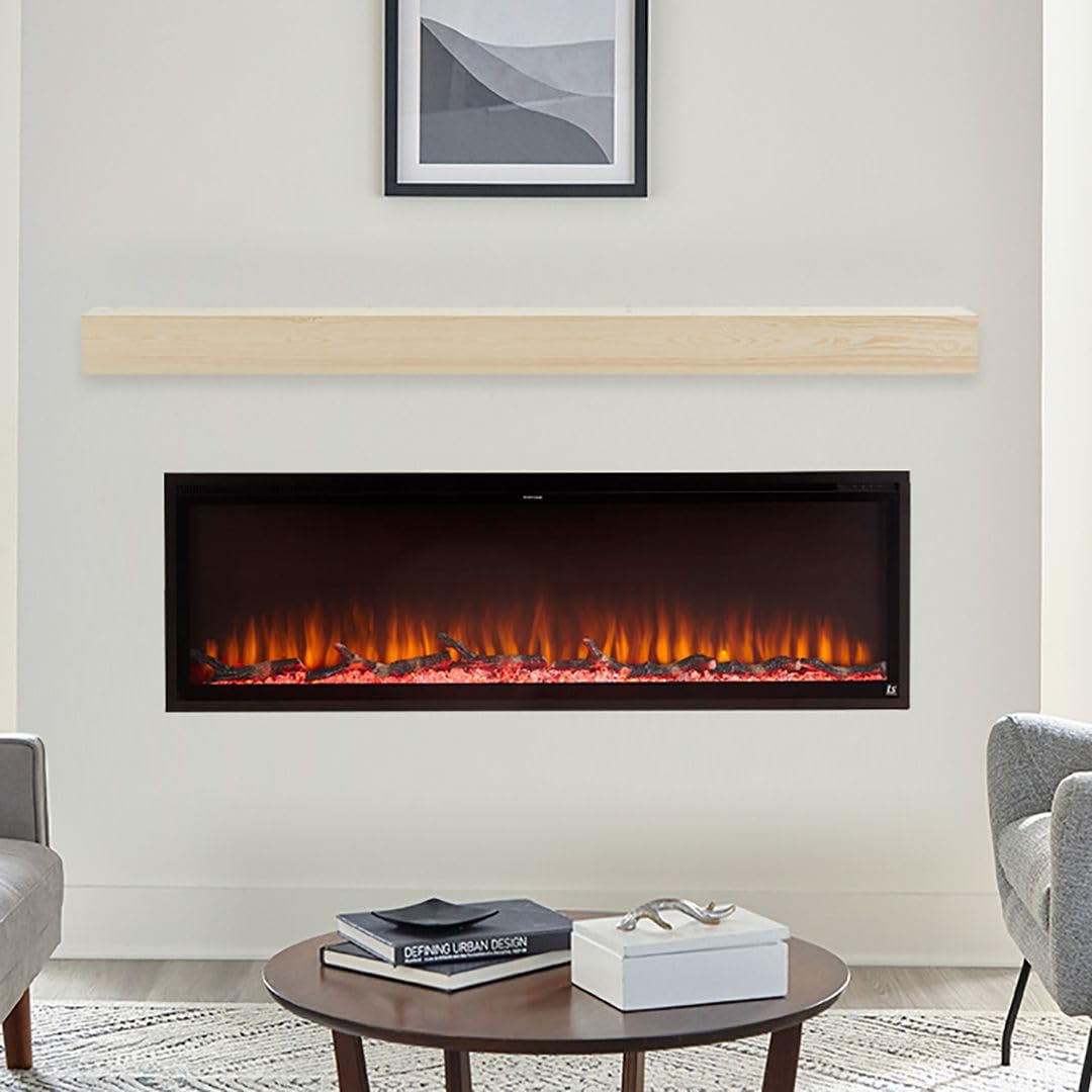 Touchstone Fireplace Mantel - 84" Wall-Mounted Mantel Shelf for Over Fireplace - Wood Handcrafted Floating Shelf - Rustic Farmhouse Mantles - Traditional Floating Mantle 84 X 8 X 4.75 - Unfinished