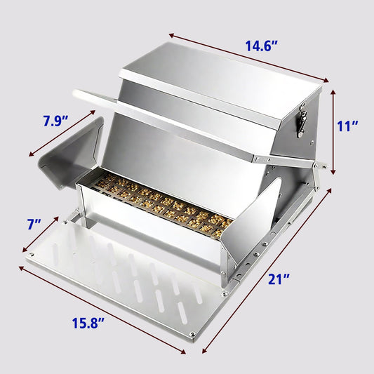 Automatic & Treadle Chicken Feeder, Rat Proof Chicken Feeder with Pedals, Sturdy Galvanized Steel Build & Weatherproof Locking Lid, Rain and Moisture Proof, No Waste, Suitable for Poultry