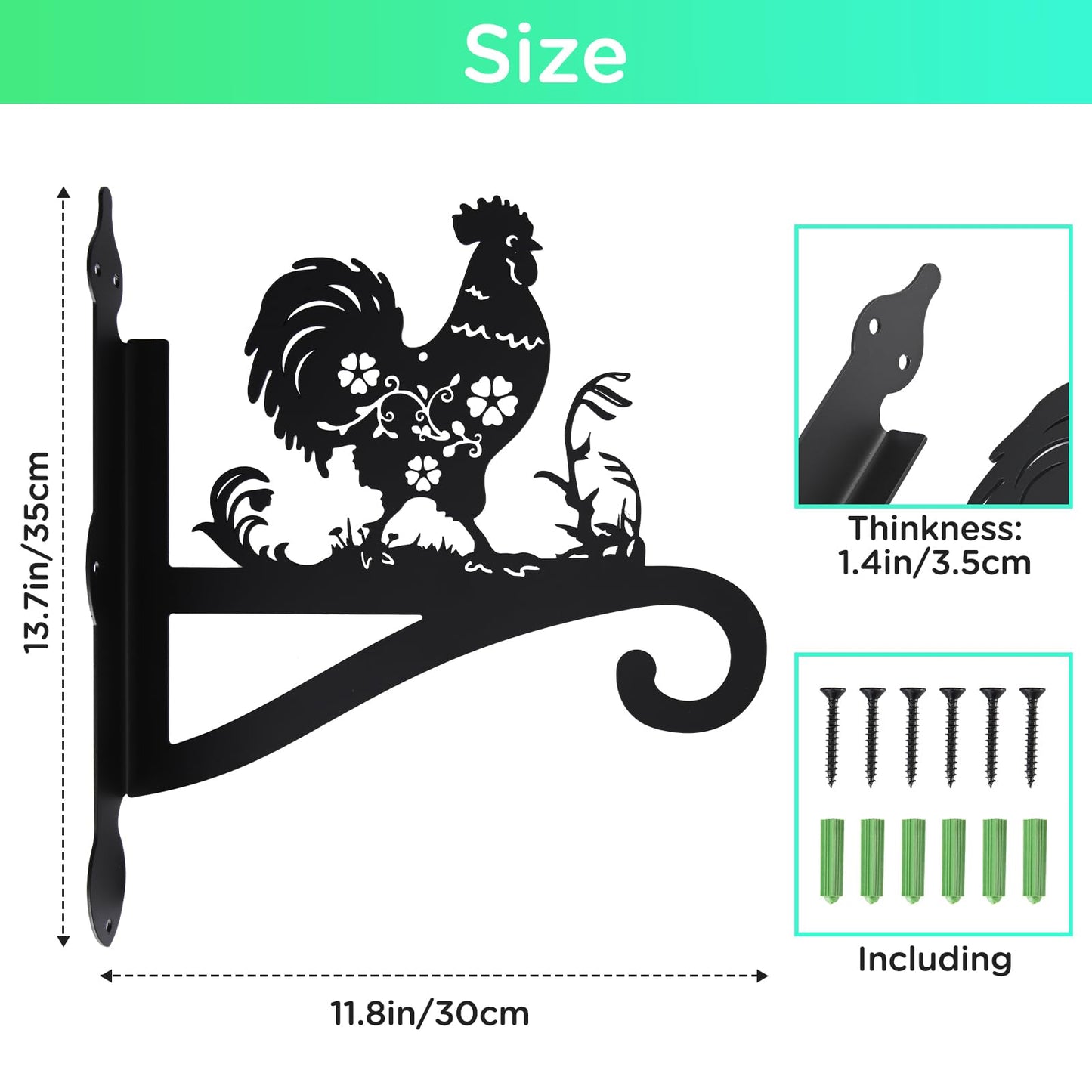 Plant Hanger Outdoor & Indoor, Chicken Decor Hanging Basket Hooks, Wall Hangers for Hanging Plant, Flower Basket, Bird Feeder, Lantern, Wind Chimes, Chicken Coop Accessories-Patio, Garden, Home Decor