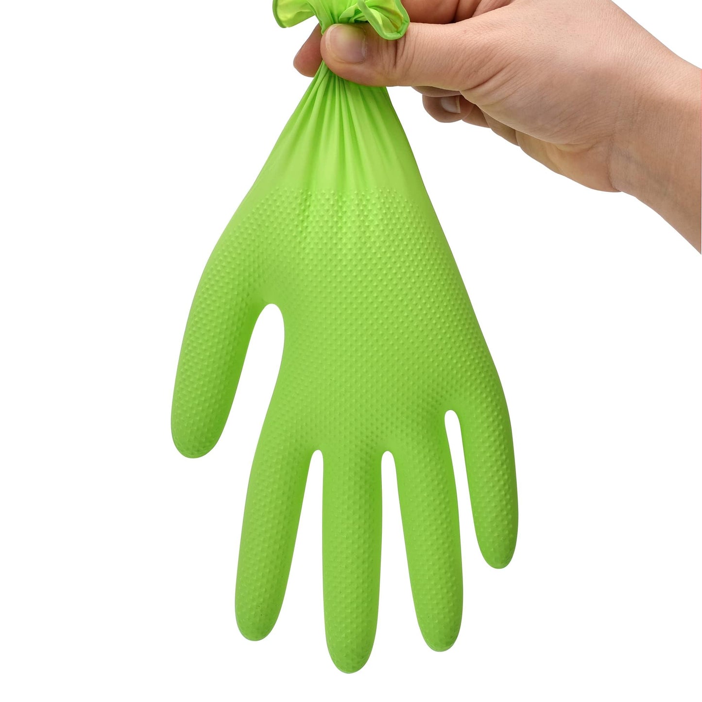 TitanFlex Heavy Duty Green Industrial Nitrile Gloves, 8-mil, Large, Case of 1000, Latex Free, Raised Diamond Texture Grip, Powder Free, Food Safe, Rubber Gloves, Mechanic Gloves