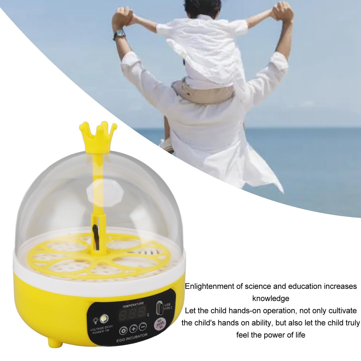 Yosoo Chicken Incubator, Mini Egg Incubator for Hatching 4 Eggs, Portable Egg Hatcher for Chicken, Duck, Goose, with Clear Window (Auto Turning)
