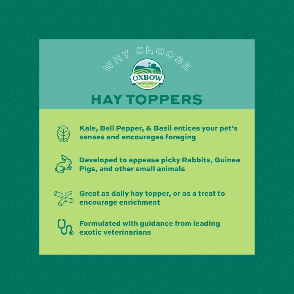 Oxbow Hay Toppers Garden Blend, Bunny Treats, Foraging Enrichment for Rabbits, Chinchillas, Guinea Pigs, and Other Small Herbivores, Timothy Hay Topper, Premium Rabbit Food Additive, 2oz