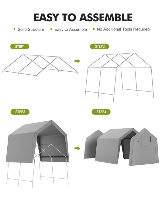 VerisShade 10 x 10 ft Carport Storage Shed, Shelter Logic with 2 Roll-up Zipper Door, Heavy Duty Waterproof Tarp, Storage Tent for ATV, Motorcycle, Bike, Garden Tools, Firewood
