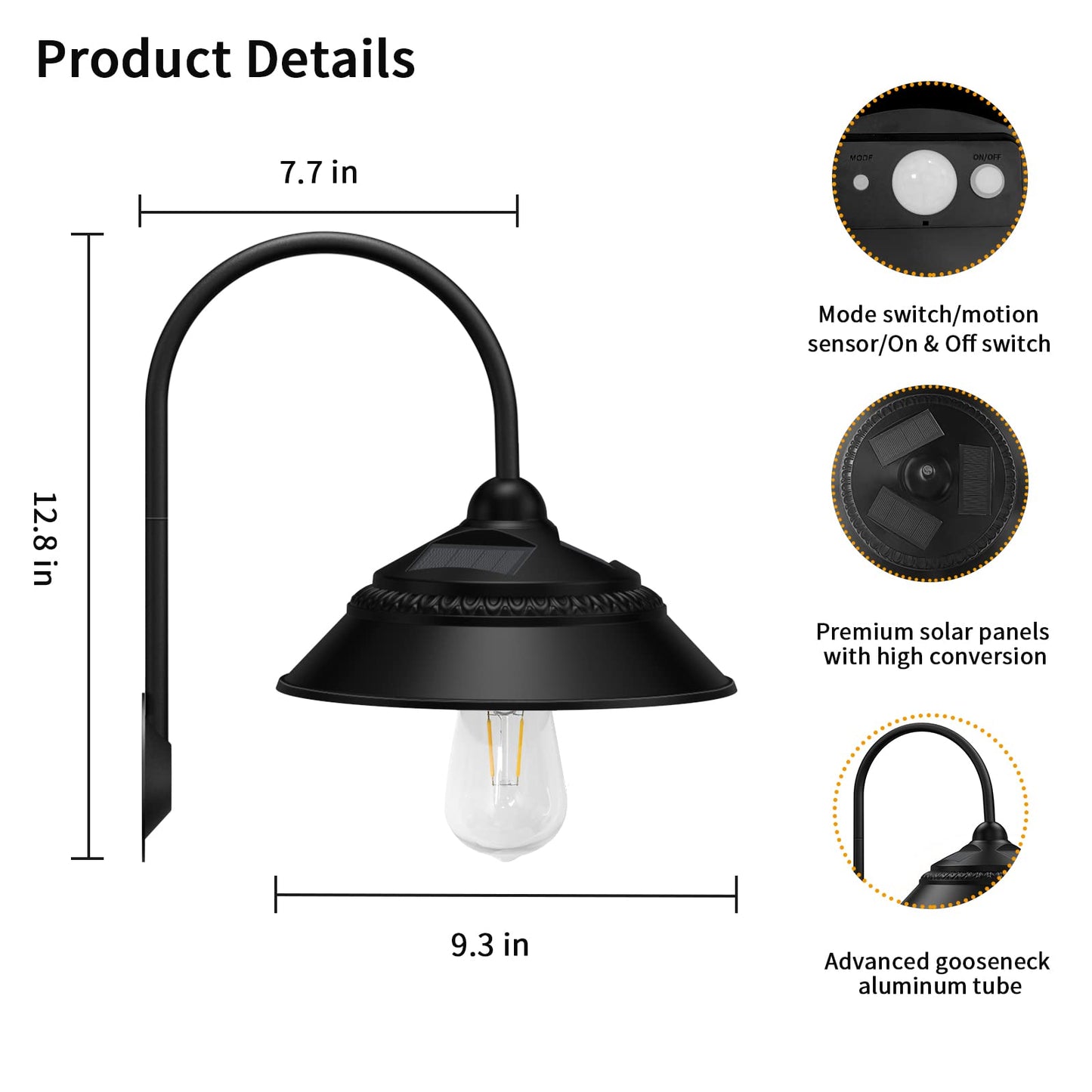 Ufelizor Solar Barn Light, Solar Wall Sconce Light Outdoor with 3 Lighting Modes & Motion Sensor, Waterproof Farmhouse Light Outdoor for Chicken Coop Garage Shed