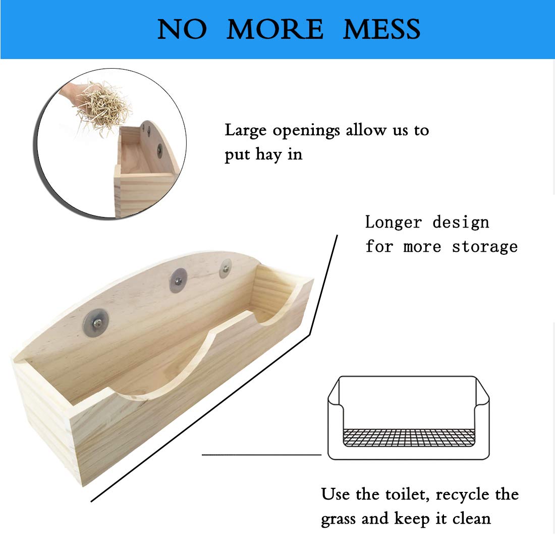 Hamiledyi Rabbit Hay Feeder, Bunny Hay Feeder Rack,Bunny Food Manger Wooden Hay Manger Rack Rabbit Hay Holder Feeders Grass Holder for Guinea Pig Chinchilla Hamster