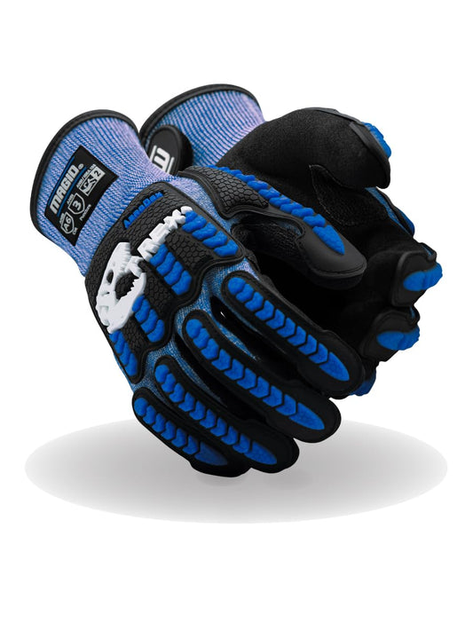 MAGID T-REX Flex Series ANSI A6 AeroDex Shell Impact Glove, 24 Pair, NitriX Coated Palm, Size 9/L, Blue, TRX685