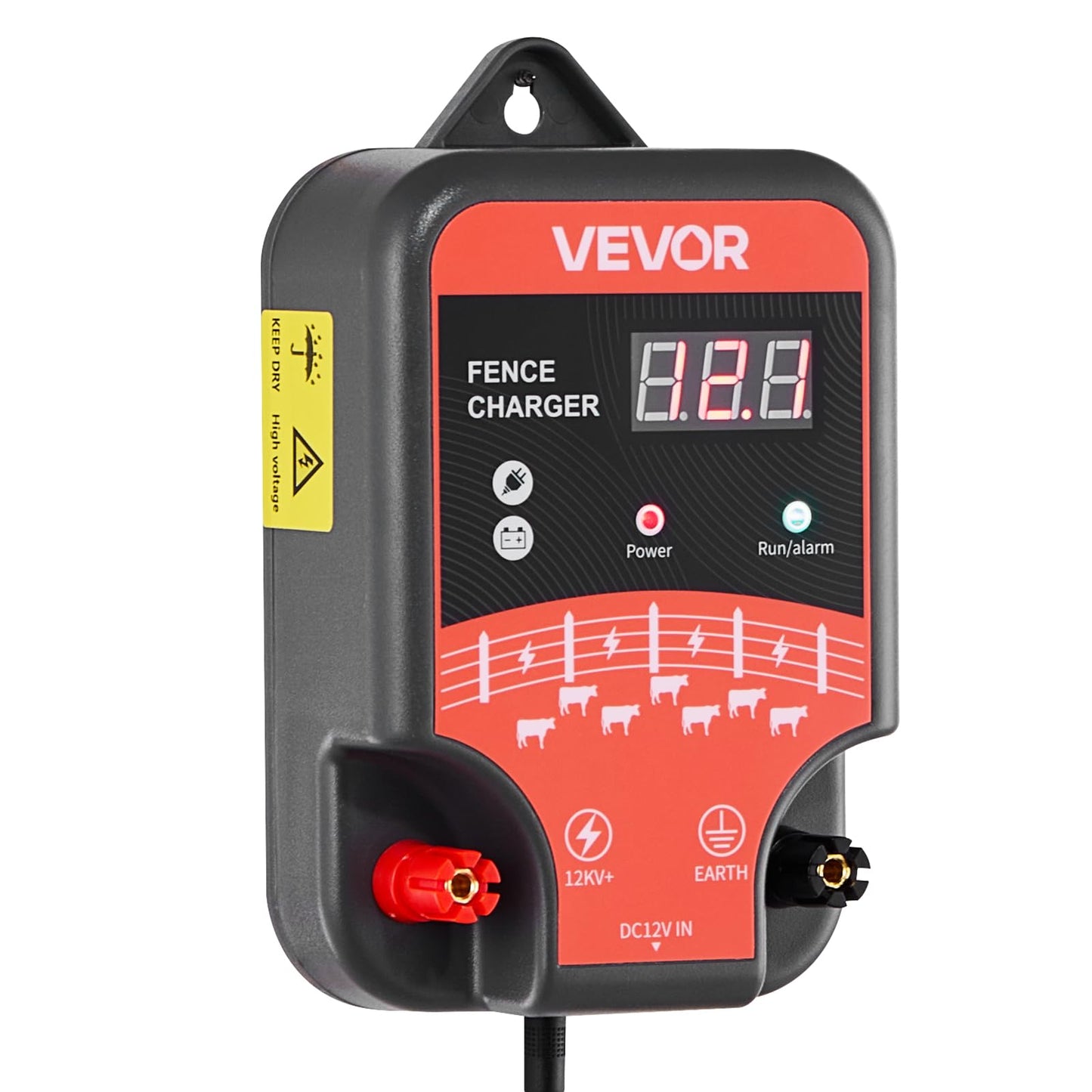 VEVOR Electric Fence Charger, 10kV 3J, AC DC Electric Fence Energizer with LED Indicator, 1.86 Miles Range, Powerful Plug-in Fences Charger, Prevents Wild Animals Intrusion for Livestock Poultry