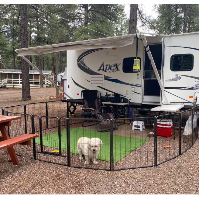 Dog Playpen,32/40/45 Inch Height in Heavy Duty, Folding Indoor Outdoor Anti-Rust Dog Exercise Fence, Portable Pet Playpen with Door for Large Medium Small Dogs and Pet (16 Panels, 32 Inch) Silver